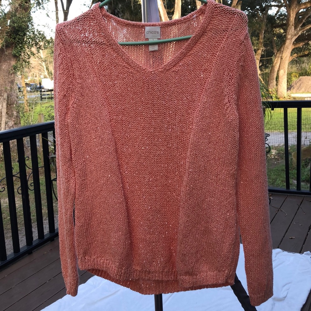 Chico’s peach sequins sweater